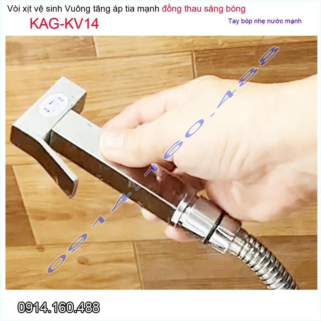 Vòi xịt vệ sinh KAG-KV14 thân vuông bằng đồng, vòi rửa bồn cầu thiết kế tinh tế- tia nước mạnh chịu áp lực mạnh chung cư