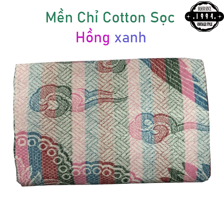 Mền chỉ cotton Long Phụng sọc hồng xanh 1m6 x 2m / 750g - 800g