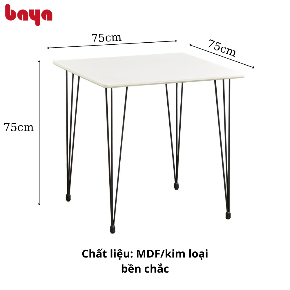 Bộ Bàn Ăn 2 Ghế BAYA VERONA Nhiều Màu Bề Mặt Chất Liệu Gỗ Ván Ép Bền Đẹp Khung Kim Loại Chắc Chắn