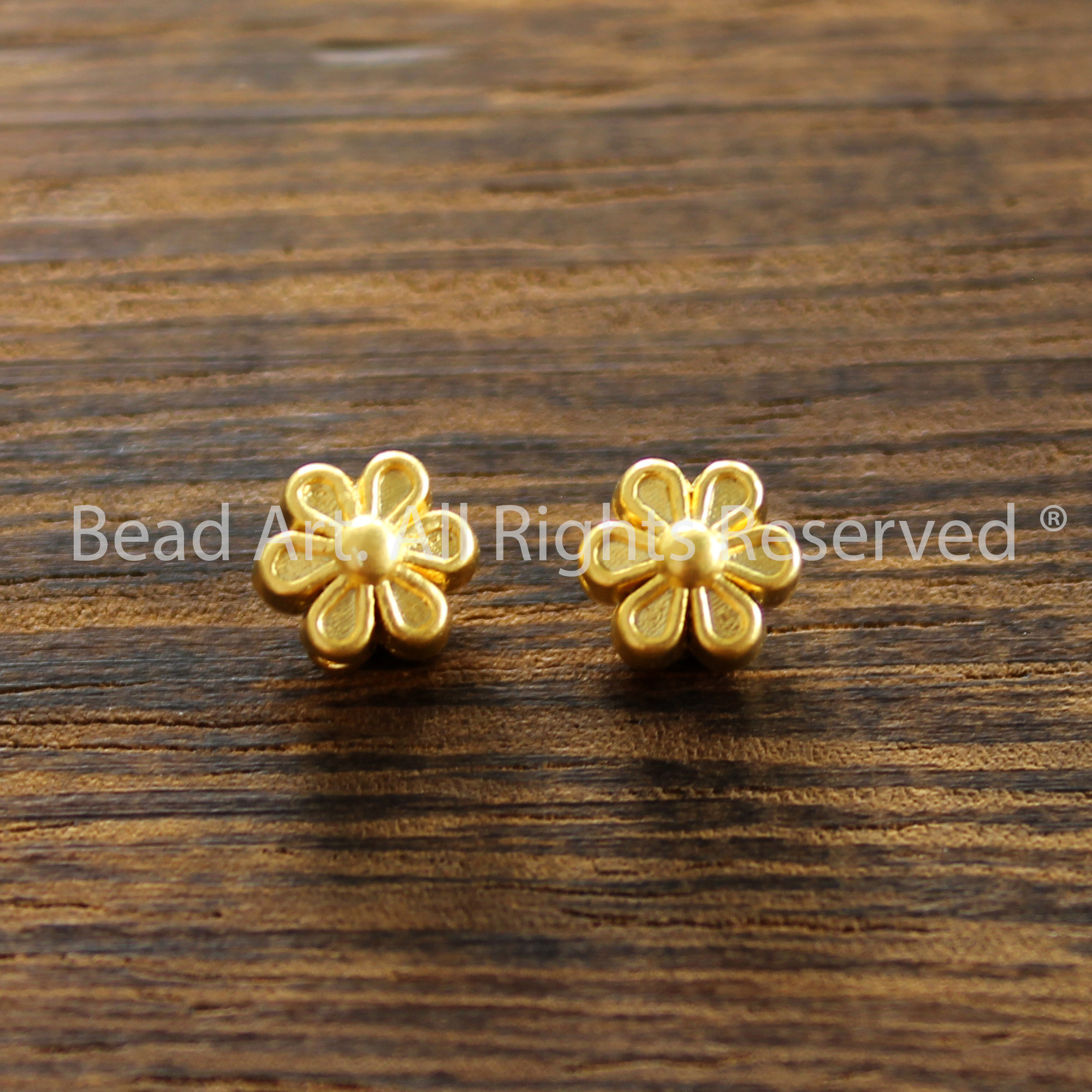 7x6MM Hoa Cúc Nhỏ Mạ Vàng Thủ Công Thổ Nhĩ Kỳ , Phối Vòng Tay, Chuỗi Hạt, Trang Sức Phong Thuỷ - Bead Art
