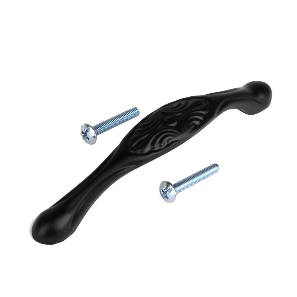 12.3 x 1.7cm Cabinet Door Drawer Bin Handle Pull Knob Hardware Black