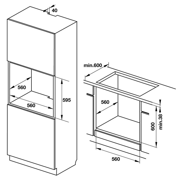 Lò Nướng Âm Tủ Hafele HO-KT60J (65 Lít) - Hàng chính hãng