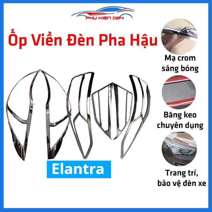 Ốp viền đèn pha hậu mạ crom Elantra 2016-2017-2018, 2019-2020 chống trầy trang trí bảo vệ xe