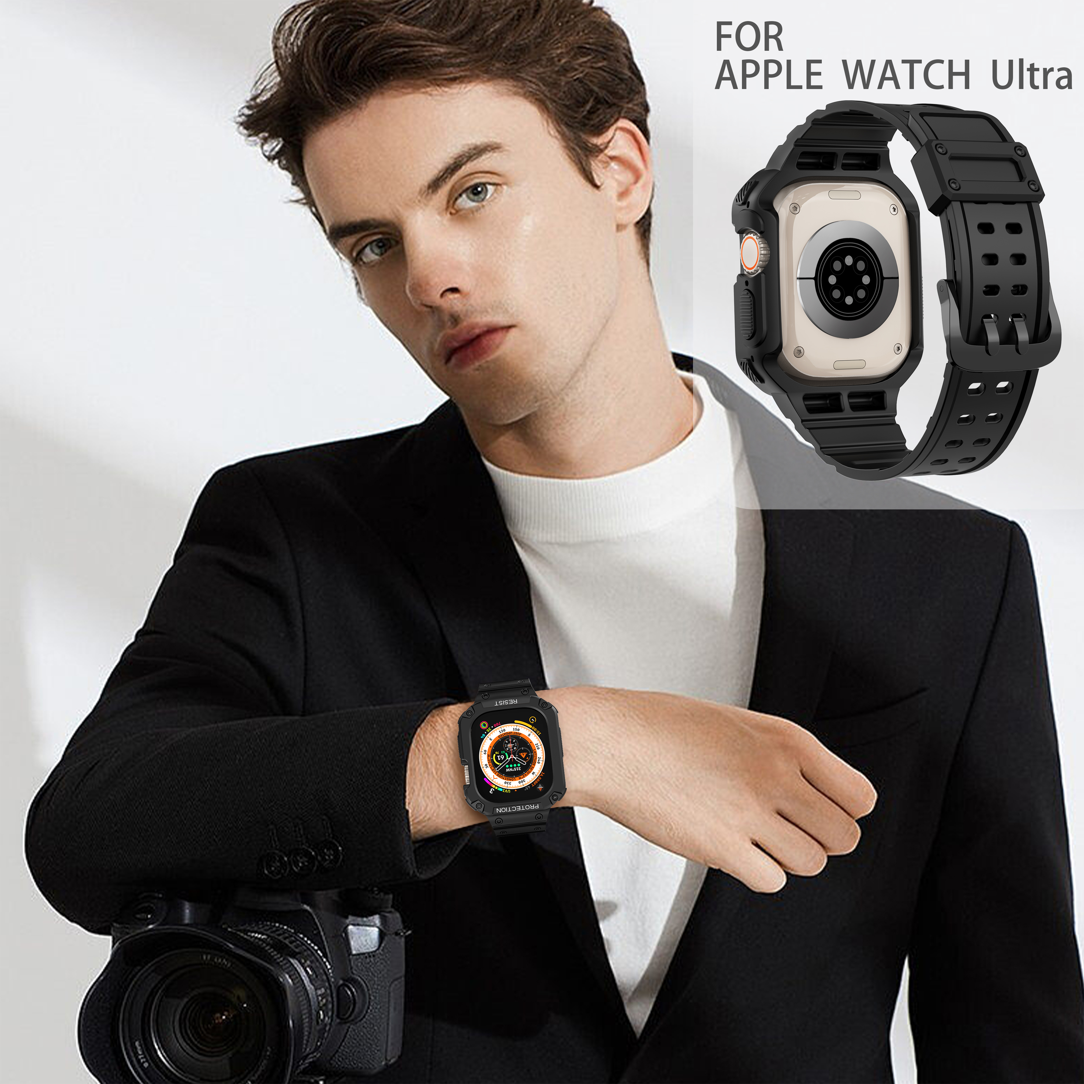 Ốp Case bảo vệ tích hợp dây đeo Resist Shock Slim cho Apple Watch Ultra / Apple Watch Ultra 2 Size 49mm - Hàng Chính Hãng