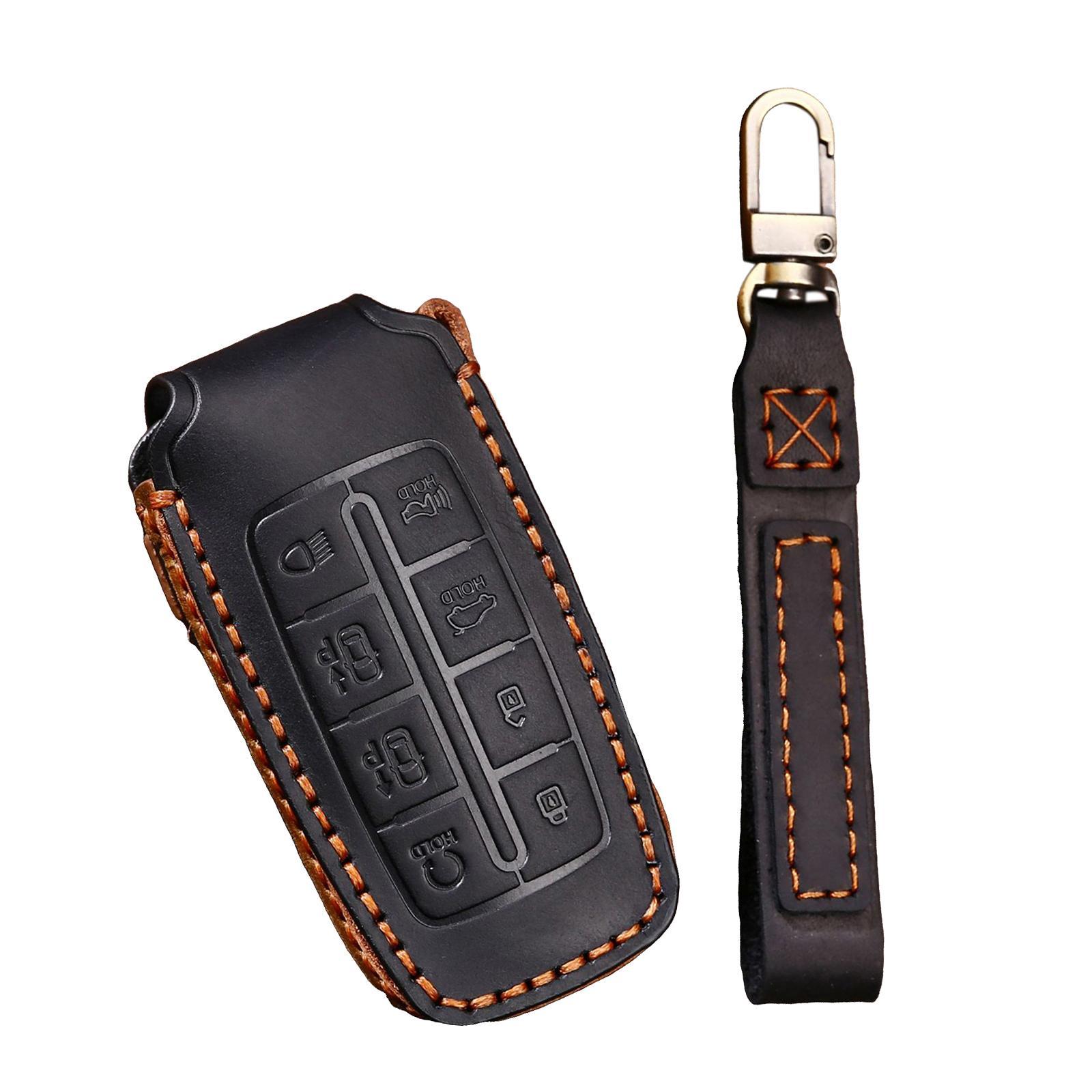 PU Leather Car Key Cover Key Chain Car Key Case 8 Buttons for Black
