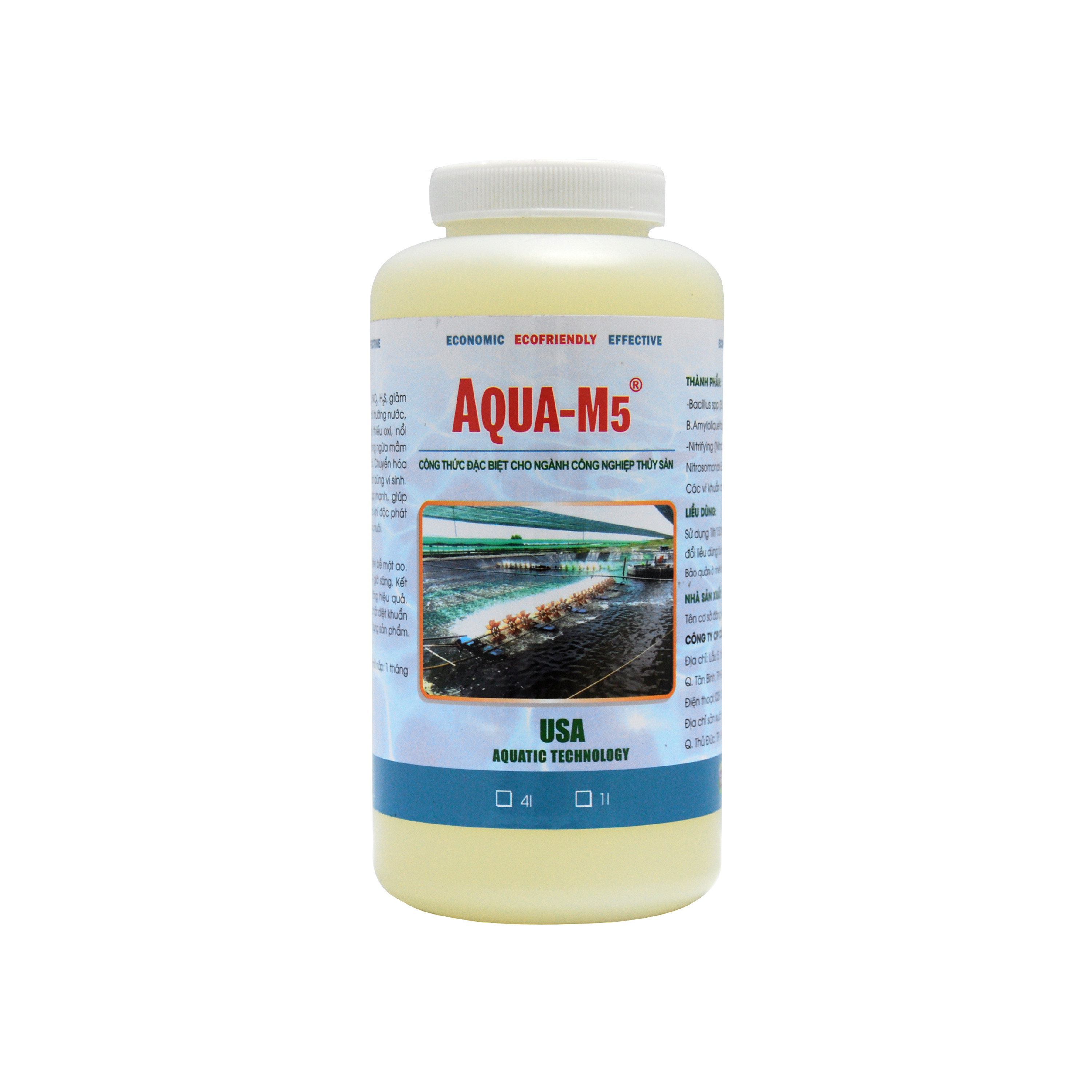 AQUA M5 Vi sinh xử lý khí độc trong ao nuôi thủy sản - Chai 1 lít