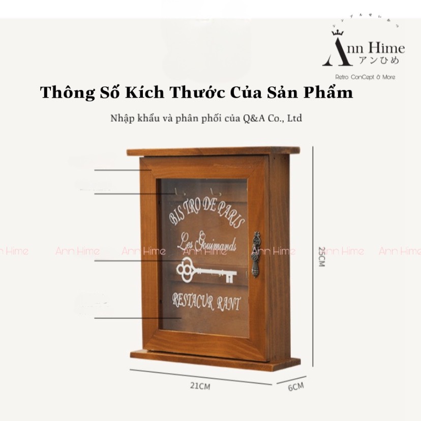 Hộp Gỗ Đựng Chìa Khóa Phong Cách Vintage Châu Âu Sp26