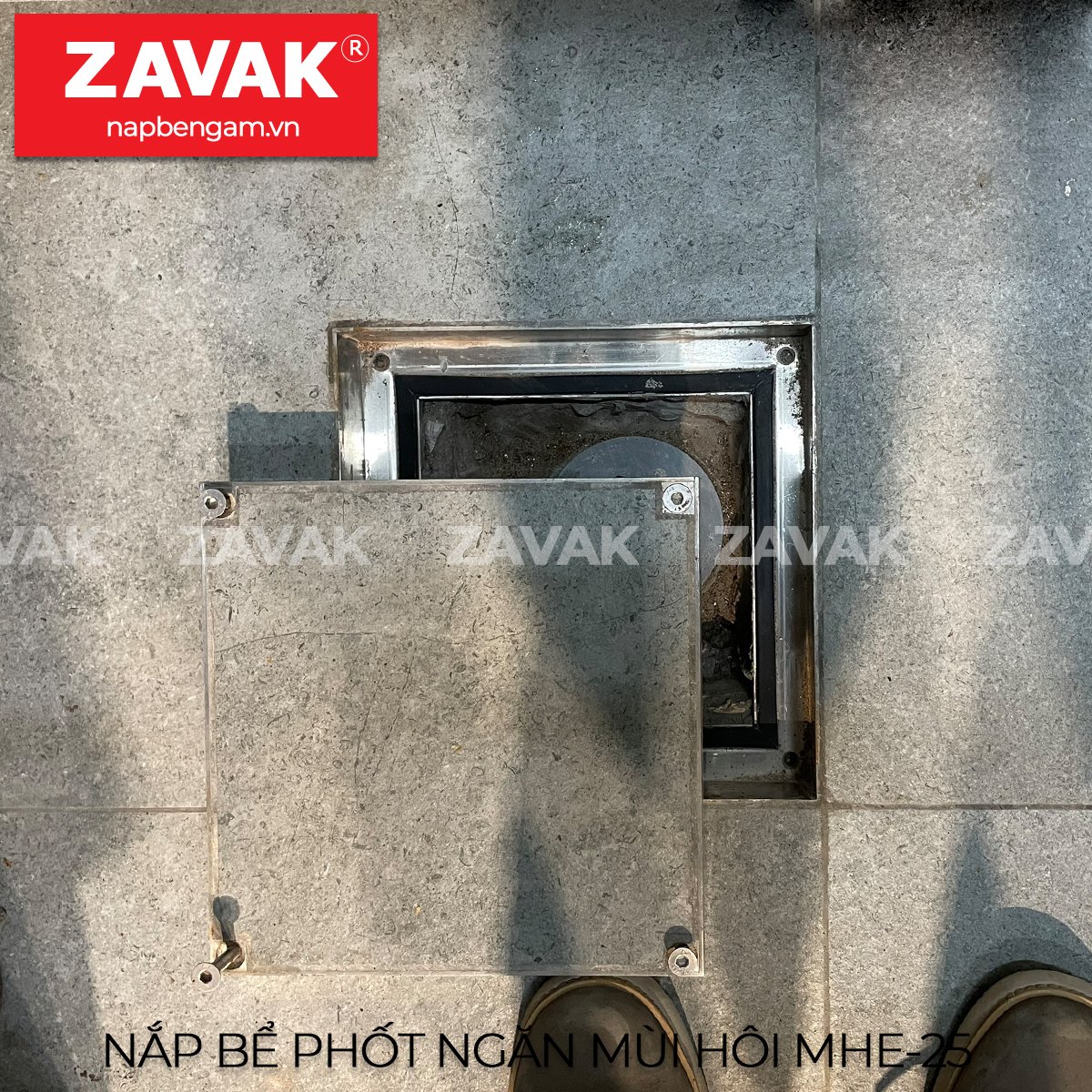 Nắp bể phốt ngăn mùi inox Zavak MHe25