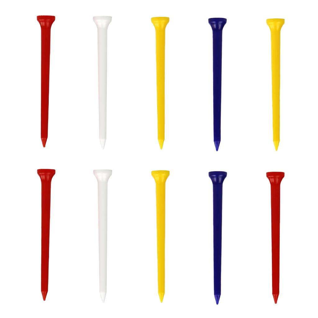 2-4pack 10pcs Unbreakable Golf Tees Professional Plastic Nails Mixed Color 83mm