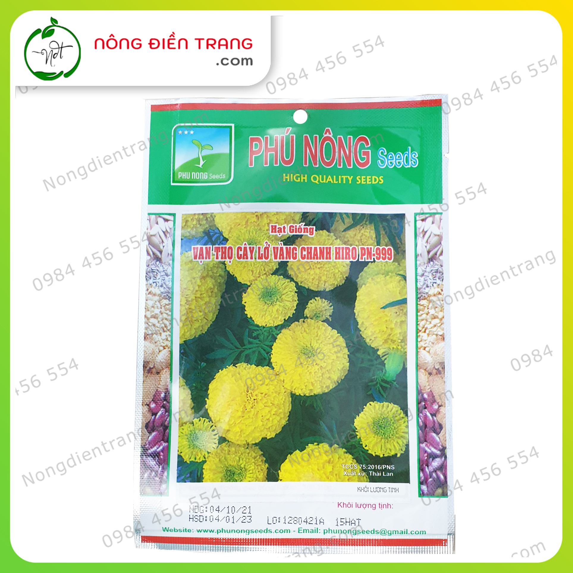 Hạt Giống Vạn Thọ Cây Lở Vàng Chanh Hiro Phú Nông - Gói 15 Hạt - Sinh Trưởng Khỏe, Kháng Bệnh Tốt VTNN Nông Điền Trang