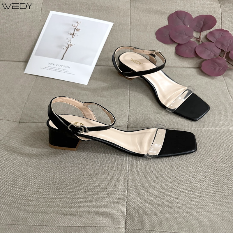 [HÌNH THẬT]Sandal Nữ Cao Gót Quai Trong 5 Phân, Giày Xăng Đan Quai Ngang Đế Vuông WD2312