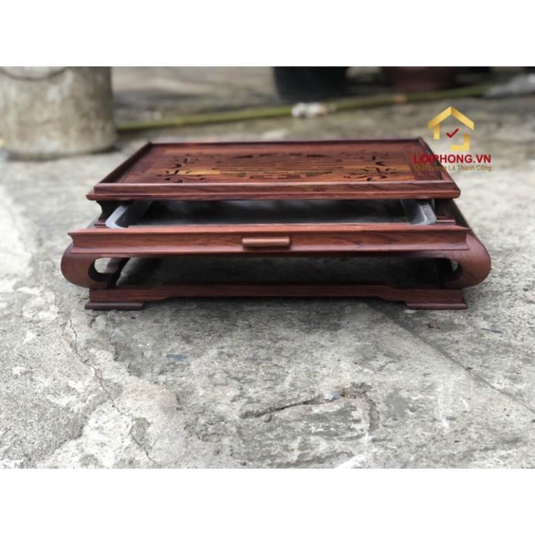 Khay trà gỗ cẩm lai kích thước 47x37x16 cm