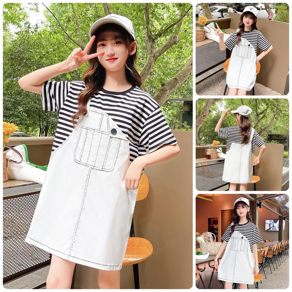 BY3 Size130-170 Set yếm bé gái lớn Thời trang trẻ Em hàng quảng châu