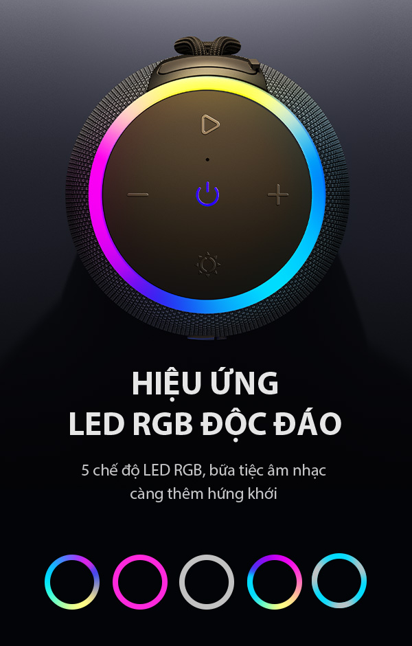 Loa Bluetooth VIVAN VS15 Công suất 10W Chống nước IPX7 Bluetooth 5.3 LED RGB HÀNG CHÍNH HÃNG