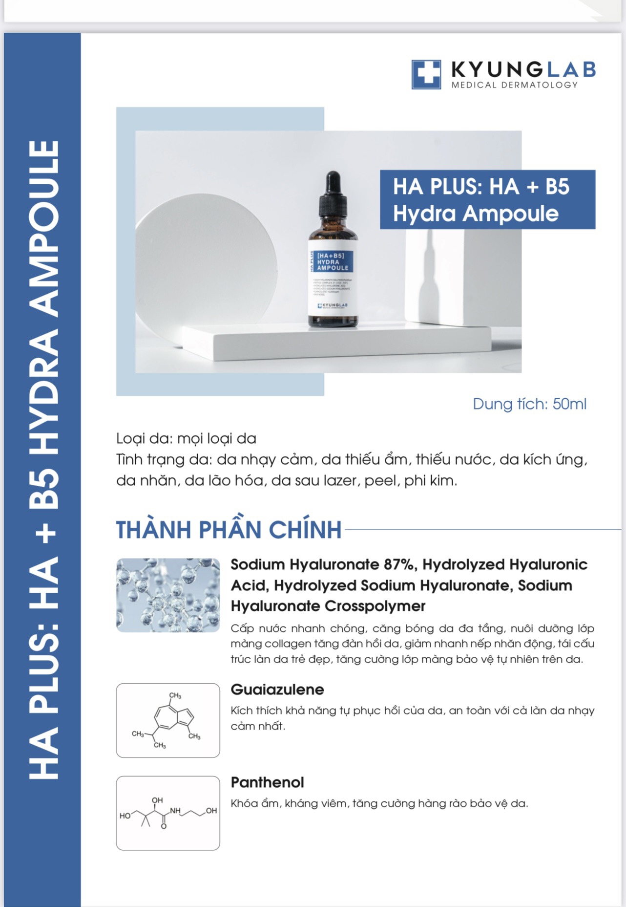 Tinh chất serum căng bóng da HA Plus Hydra Ampoule [ HA + B5 ] 50ml