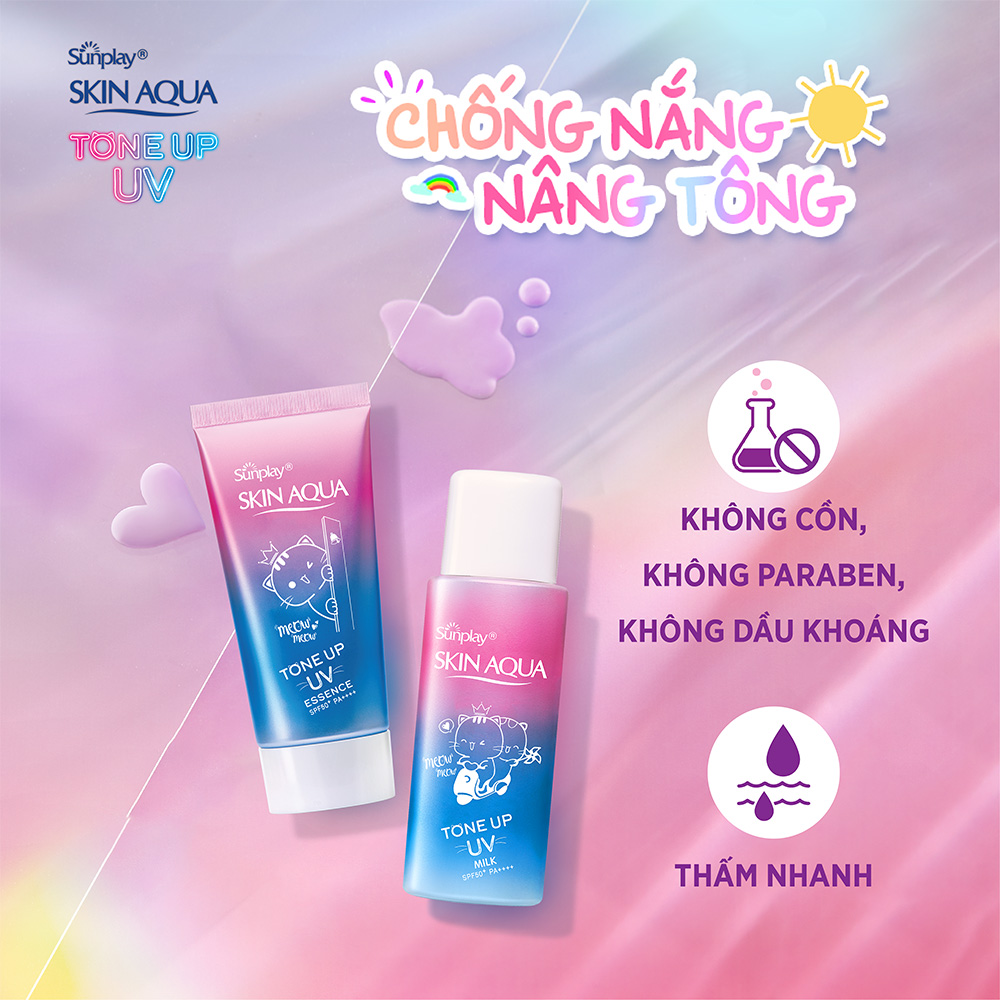 Sữa chống nắng nâng tông dành cho da dầu/hỗn hợp Sunplay Skin Aqua Tone Up UV Milk Lavender SPF50+ PA++++