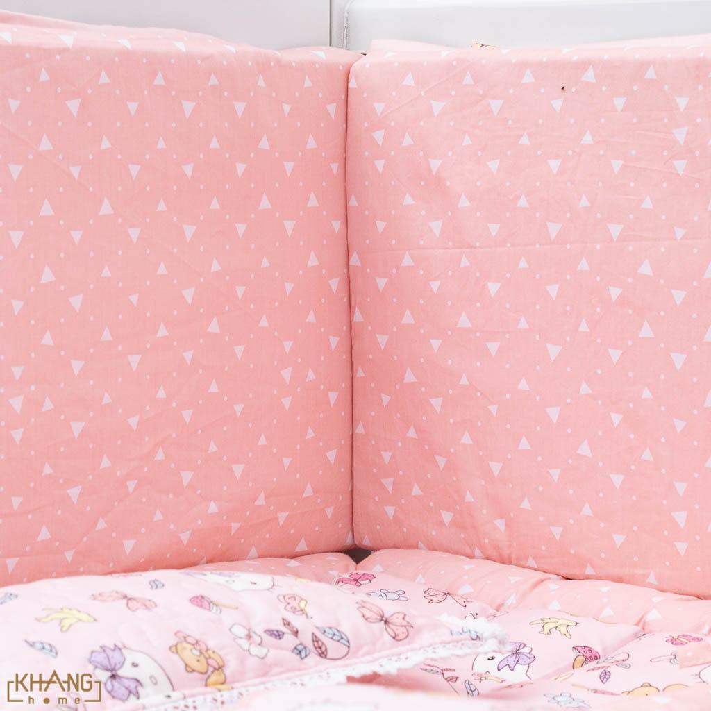 Bộ Quây Cũi Hai Mặt Khang Home 100% Cotton Thiên Nhiên Cao Cấp - Tỉ Trọng Cao Bảo Vệ Bé Khỏi Va Đập Vào Thành Cũi SQC