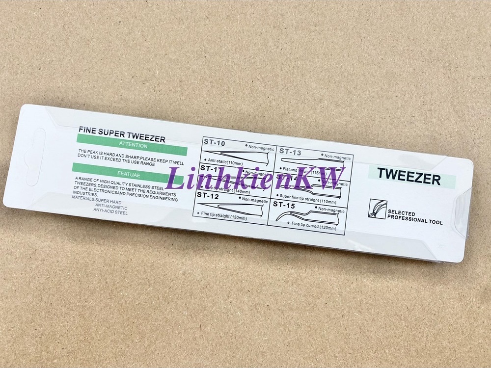 Nhíp Cong Tweezers Hợp Kim Thép Không Gỉ ST-15, Chống Từ Tĩnh Mới, Chính gốc.