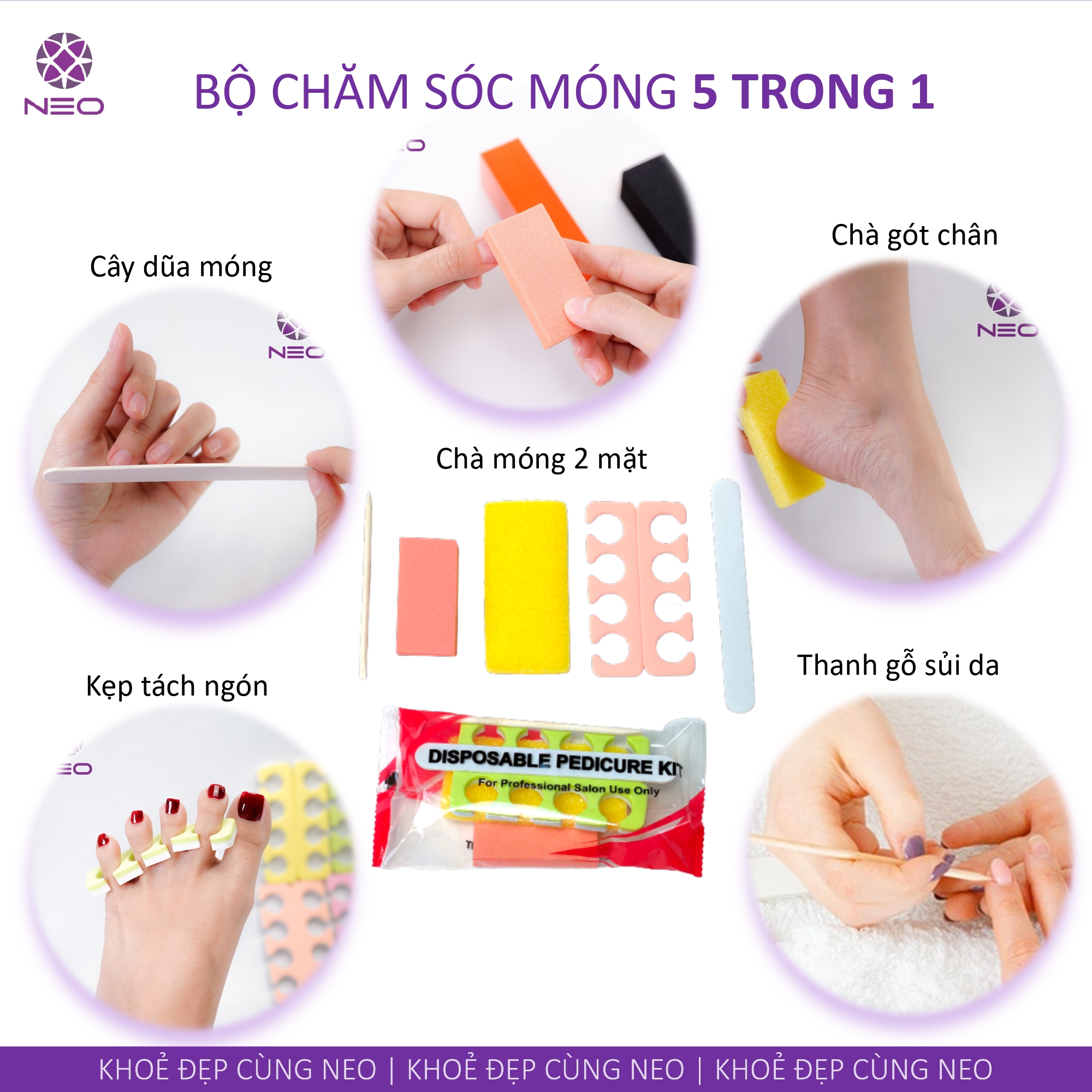 Bộ Chăm Sóc Móng Cá nhân 5 Trong 1 NEO An Toàn Vệ Sinh/ Pedicure Kit 5 in 1