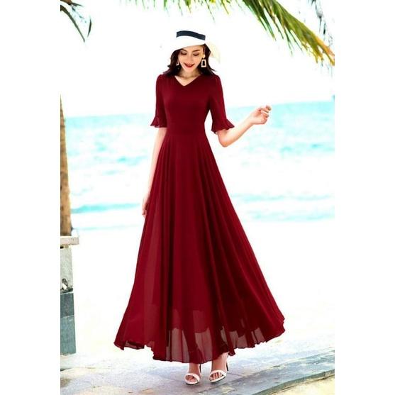 ĐẦM XÒE MAXI TAY LOE CÓ 5 MÀU