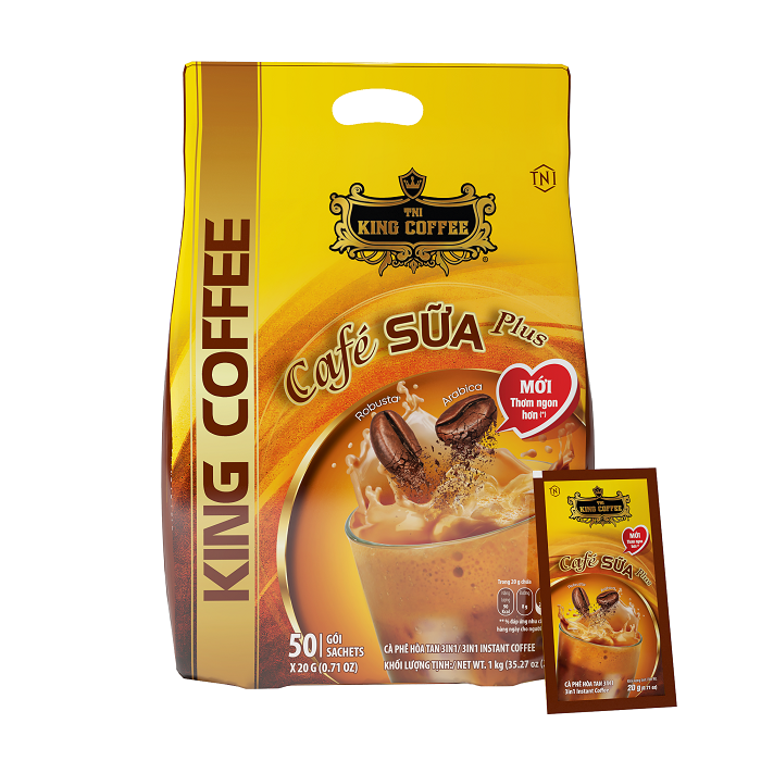 Cà Phê Sữa PLUS Hòa Tan 3IN1 KING COFFEE – Túi 50 gói x 20g