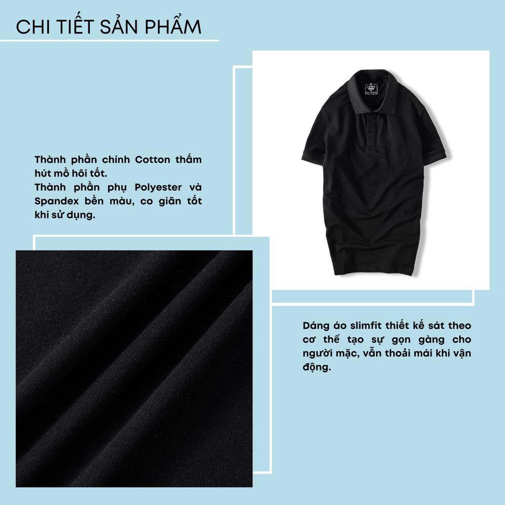 Áo polo nam ADINO màu đen phối viền chìm vải cotton co giãn dáng công sở slimfit hơi ôm trẻ trung AP80