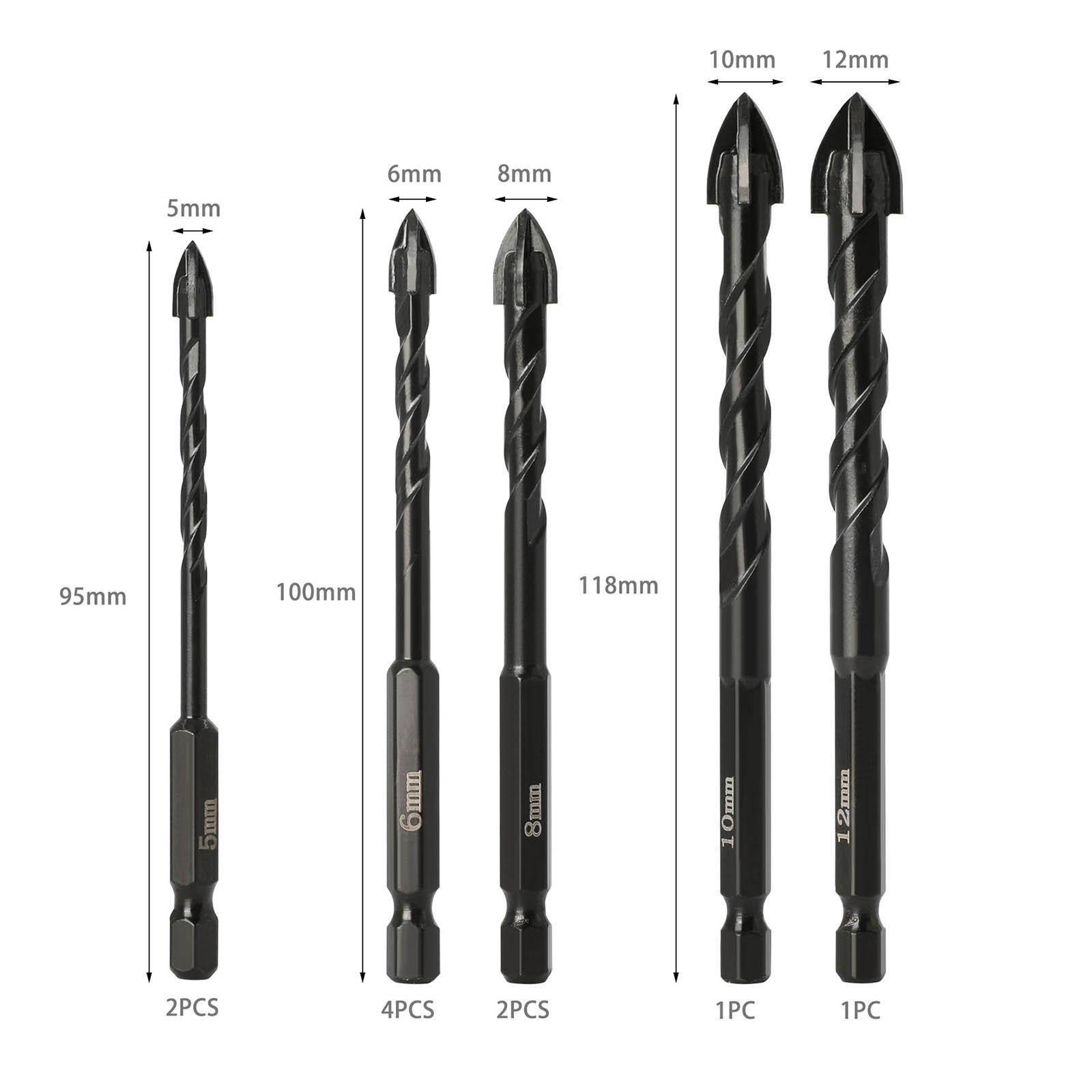 10 Pieces Alloy Masonry Drill Bit Set with Hex Shank for Wall Cement Tile