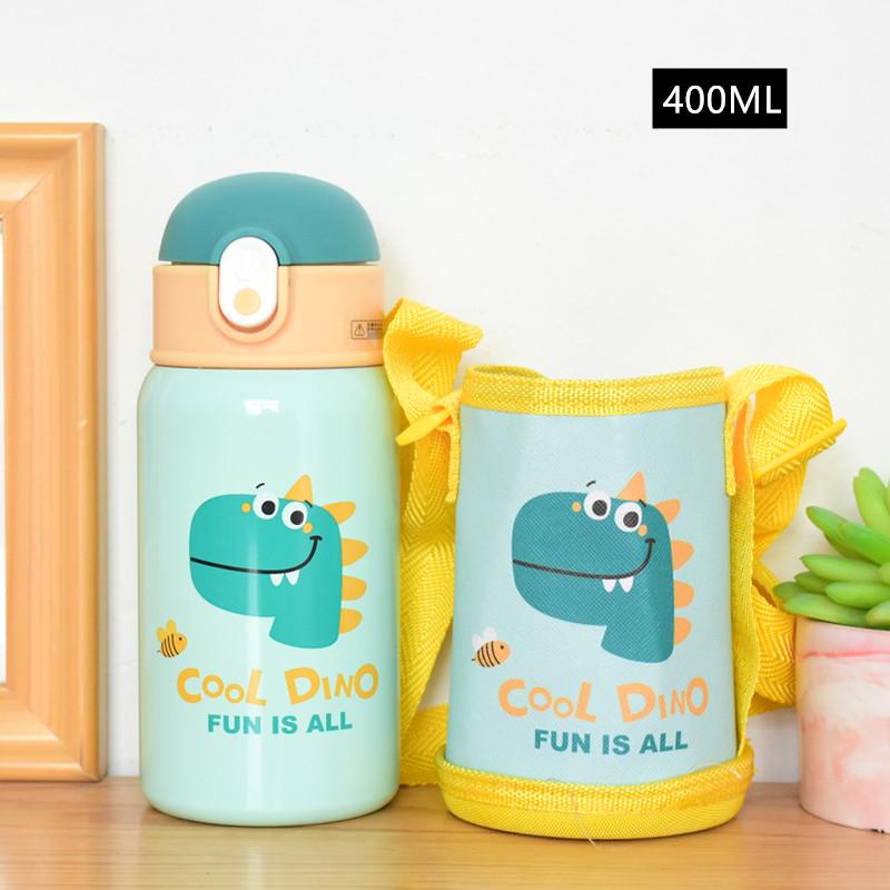 400ml Trẻ Em Inox Ống Hút Giữ Nhiệt Cốc Tập Uống Có Ốp Lưng Hoạt Hình Chống Rò Rỉ Chân không Trẻ Nhiệt Nước thermocup