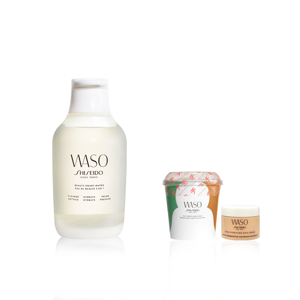 Bộ sản phẩm Waso Beauty Smart tặng Mặt nạ Waso Silky Smooth Mochi và Kem dưỡng ẩm Shiseido Waso GIGA Hydrating Rich Cream 15ml