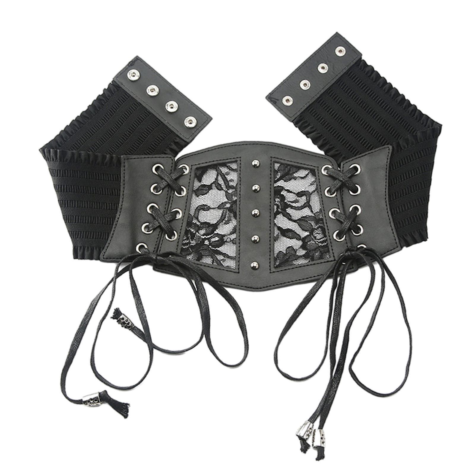 Women Belt, Lace-up Belt, Party Elastic Wide Belt, Black Corset Elastic Waist Belt for Party Wedding