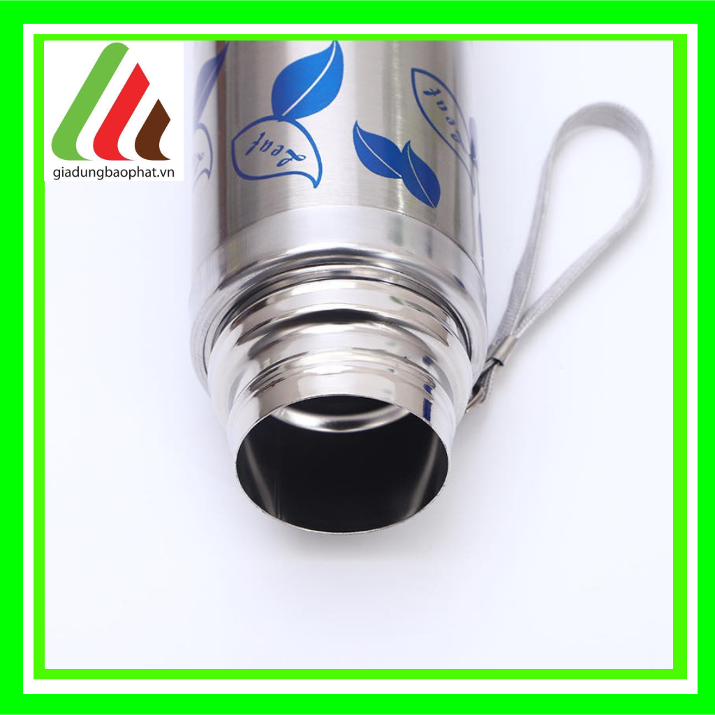 Bình giữ nhiệt 500ml inox 2 lớp chân không cách nhiệt hoa văn hình chiếc lá xinh xắn