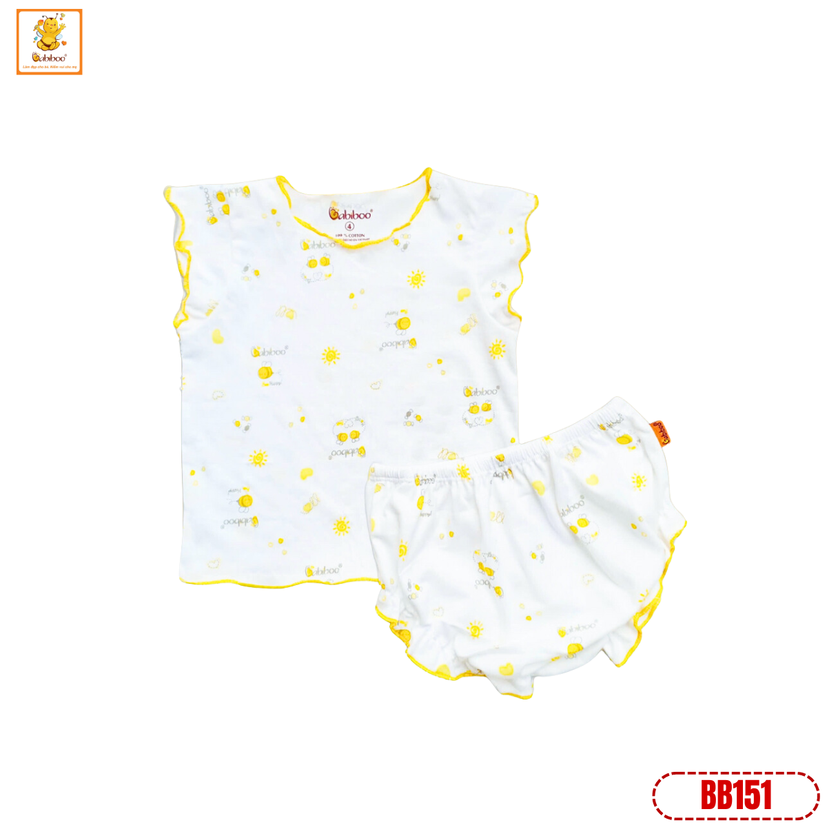 Đồ bộ cho bé gái Babiboo vải cotton mịn màng, họa tiết xinh xắn- BB151