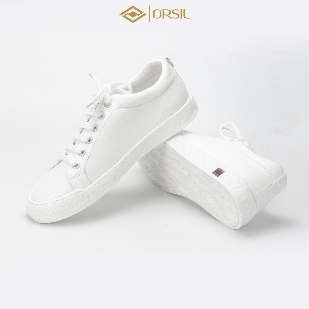 Giày nam trắng da đà điểu cao cấp ORSIL mã GHT01
