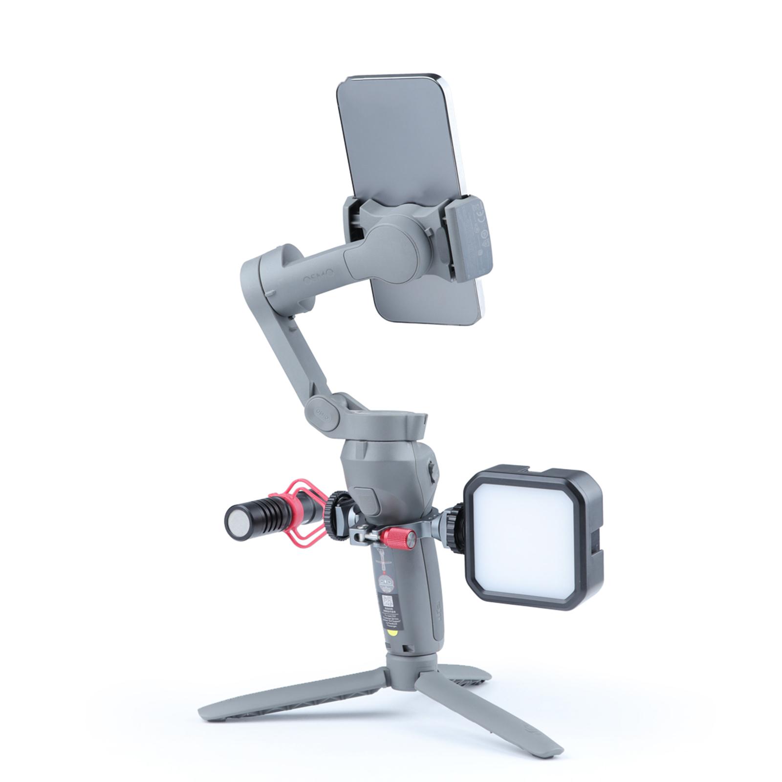 Dual Cold Shoe Adapter Bracket for DJI Osmo Mobile 3/4 Fill Light/Microphone