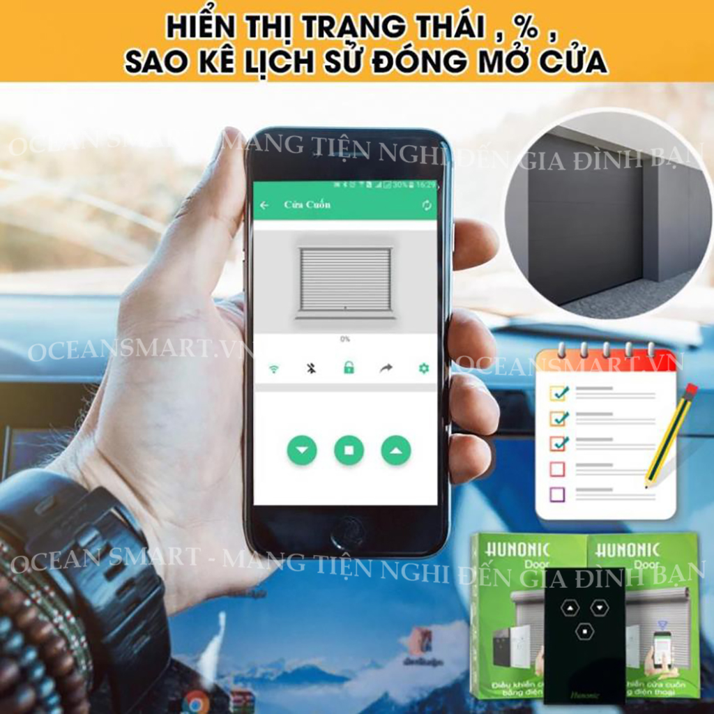 Công Tắc Cửa Cuốn Thông Minh Hunonic Door, Công Tắc Cửa Cuốn Điều Khiển Từ Xa Bằng Điện Thoại - HNDOOR