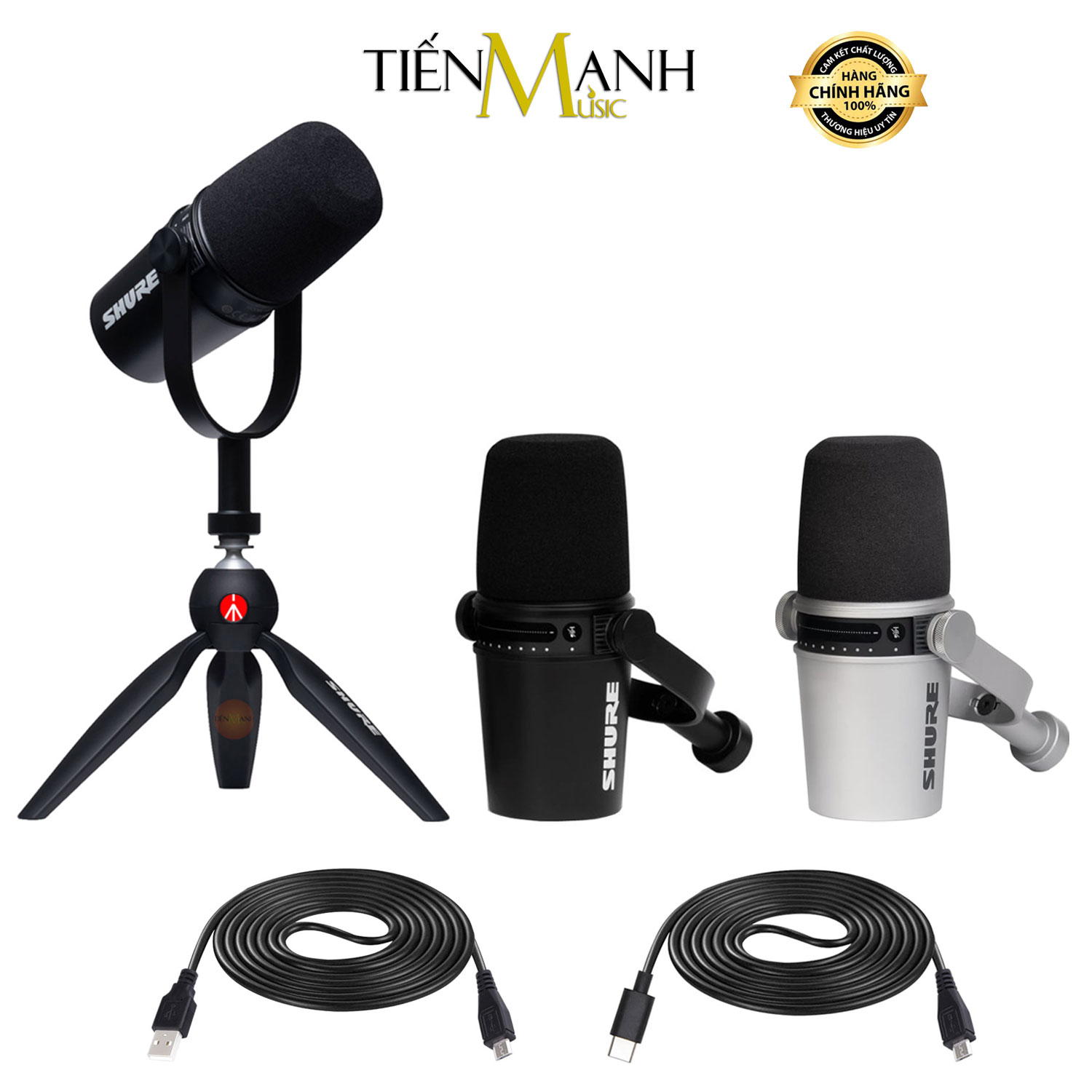 Micro Shure MV7K, MV7S, MV7K-BNDL, MV7X - Cổng USB &amp; XLR Livestream Podcast Mic Thu Âm MV7 Microphone Hàng Chính Hãng