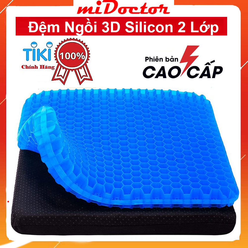 Đệm Ngồi 3D Silicon 2 Lớp Tổ Ong Lót Ghế Thoáng Khí Chống Đau Mỏi Lưng miDoctor