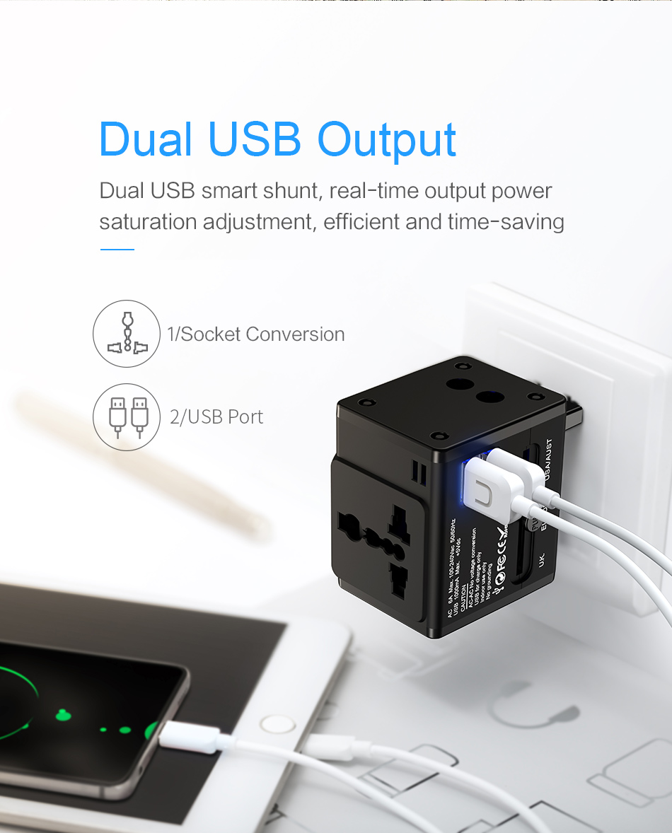 Adapter sạc du lịch usams 4 in 1 ( us/au/eu/uk) - Hàng chính hãng