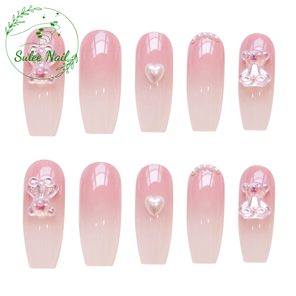 Bộ nail giả xinh đáng yêu sang choảnh siêu cute cho móng tay dài ngắn Suleenail kiểu thang