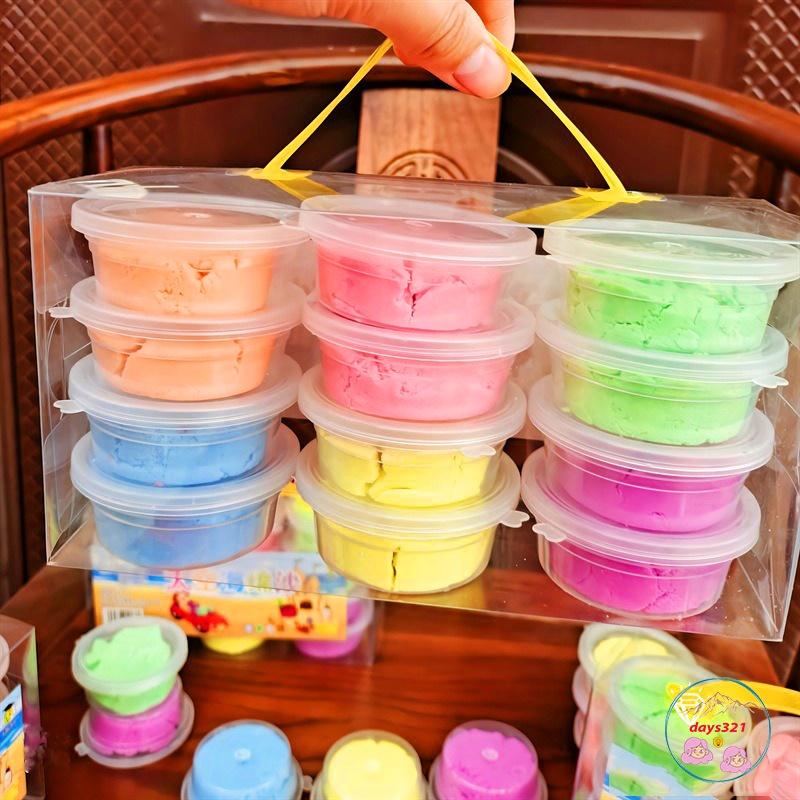 Giỏ 12 hộp slime cát động lực cát sinh học màu cực đẹp kèm khuôn đồ chơi slam squishy
