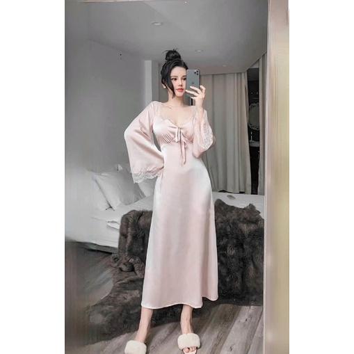 VÁY NGỦ LỤA SATIN CAO CẤP TAY DÀI