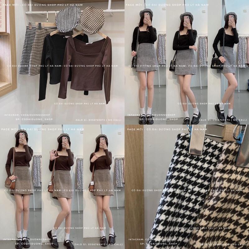 Set dạ kẻ kèm mũ