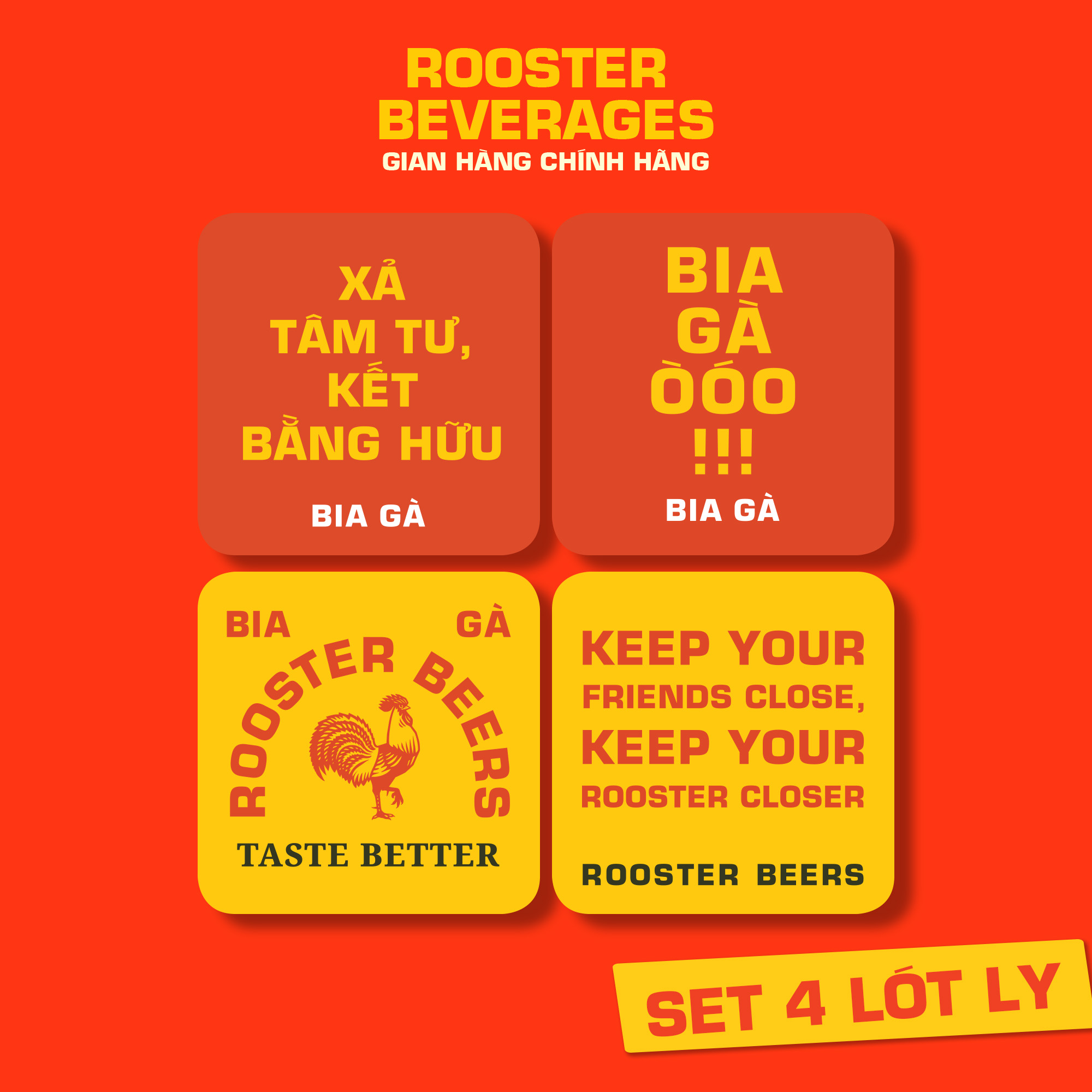 Set 6 lót ly giấy Rooster Beers