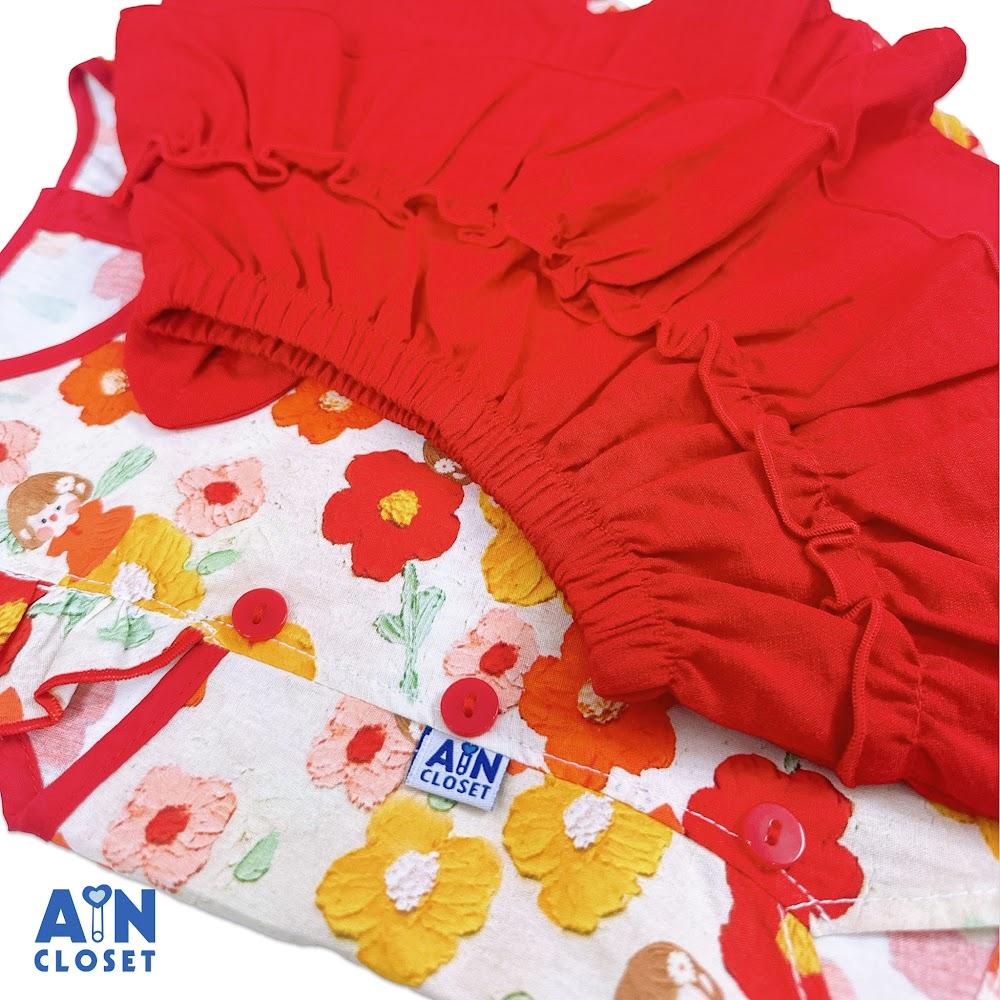 Bộ quần áo Ngắn bé gái họa tiết Bé Nơ Đỏ Cotton - AICDBGOIVGHW - AIN Closet