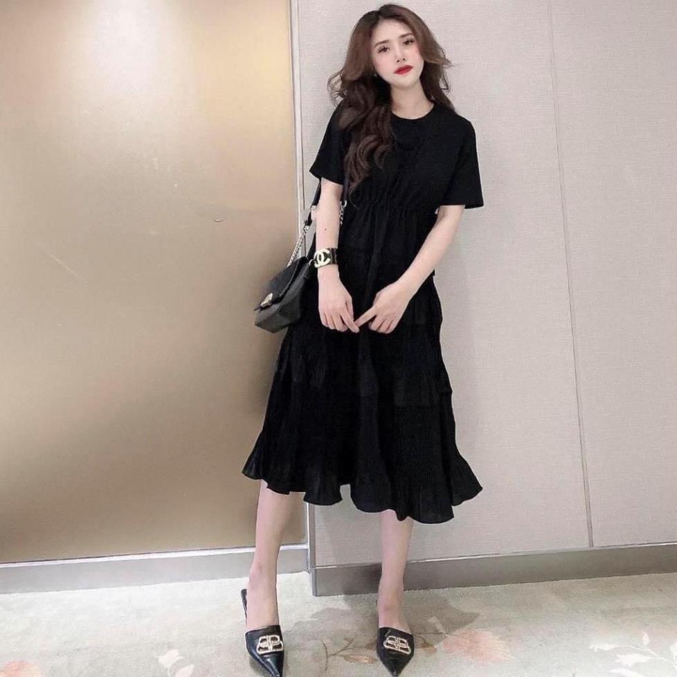 Váy bầu đầm bầu chất Lụa Hàn mềm mạithiết kế sang chảnh mặc đi làm đi chơi đều đcFree size 43~68kg