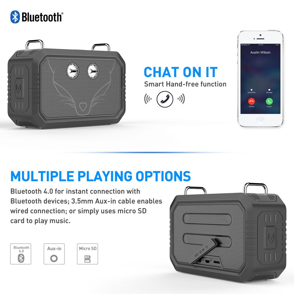 Loa di động, loa bluetooth không dây du lịch, IPX6 không thấm nước ngoài trời, hộp âm thanh âm thanh nổi 20W với đèn pin