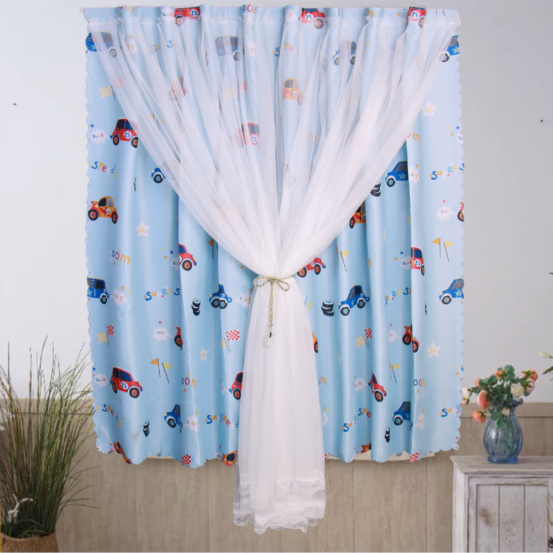 Rèm Khoen Lỗ, Khoen Ri Đô, Rèm Dán Hai Lớp XE HƠI XANH Chống Nắng Tốt, Kích Thước Đa Dạng