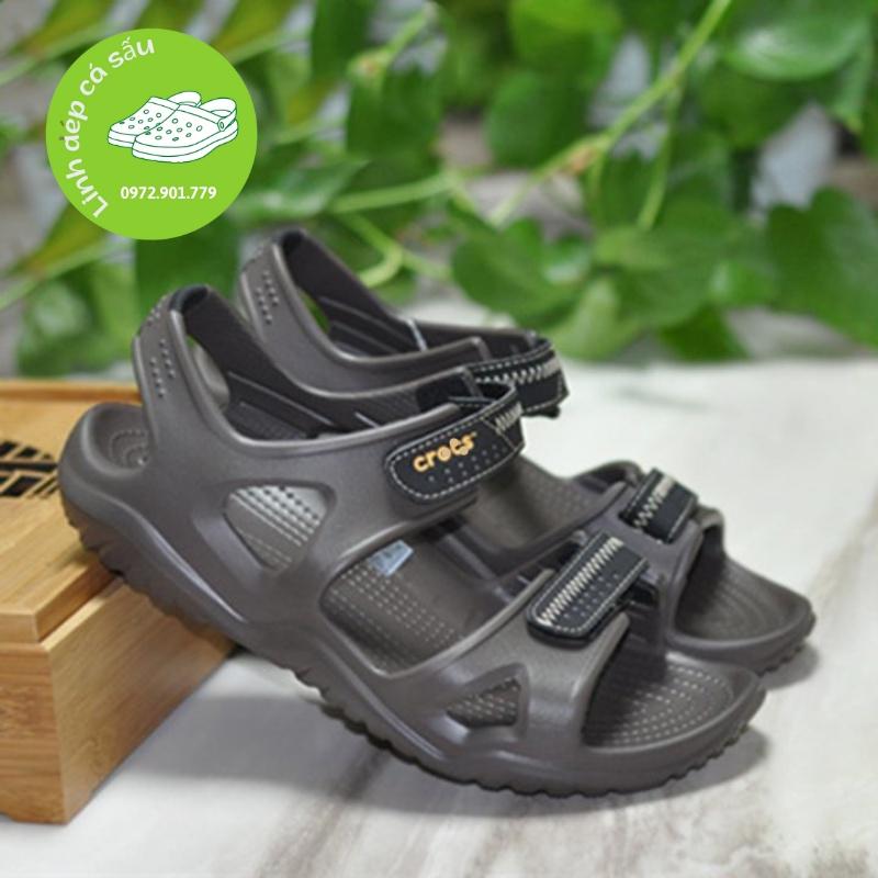 Sandal nhựa cross river màu nâu quai dán , đúc liền khối, mưa nước thoải mái