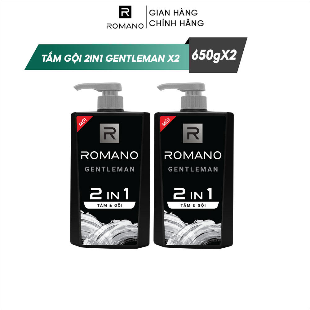 Combo 2 Tắm gội 2 trong 1 Romano Gentleman 650g/chai