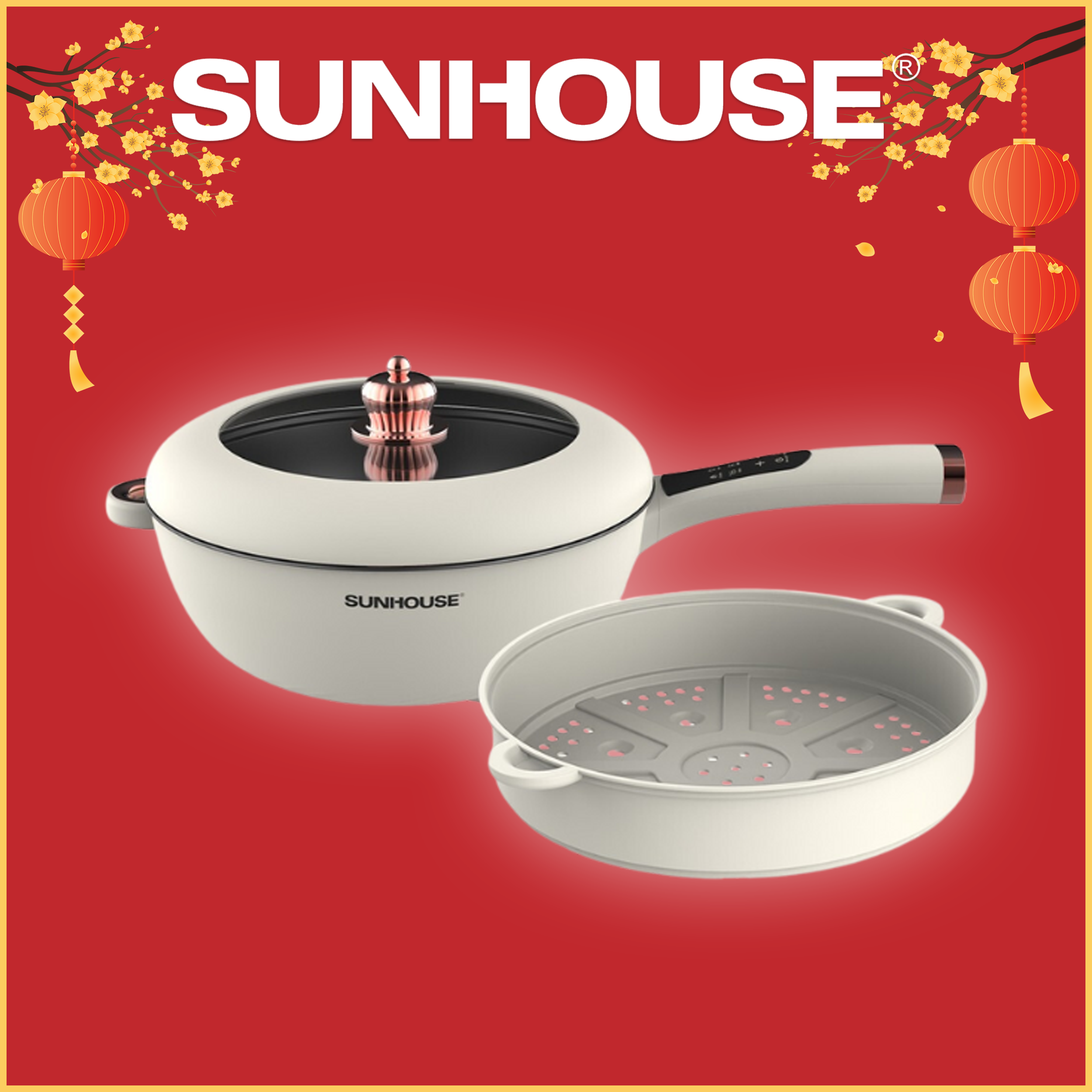 Chảo điện hấp 5L SUNHOUSE SHD4555 - Hàng chính hãng, bảo hành toàn quốc 12 tháng